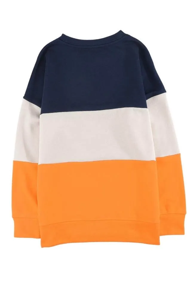 Navy - Oatmeal - Orange Color Block Tunic