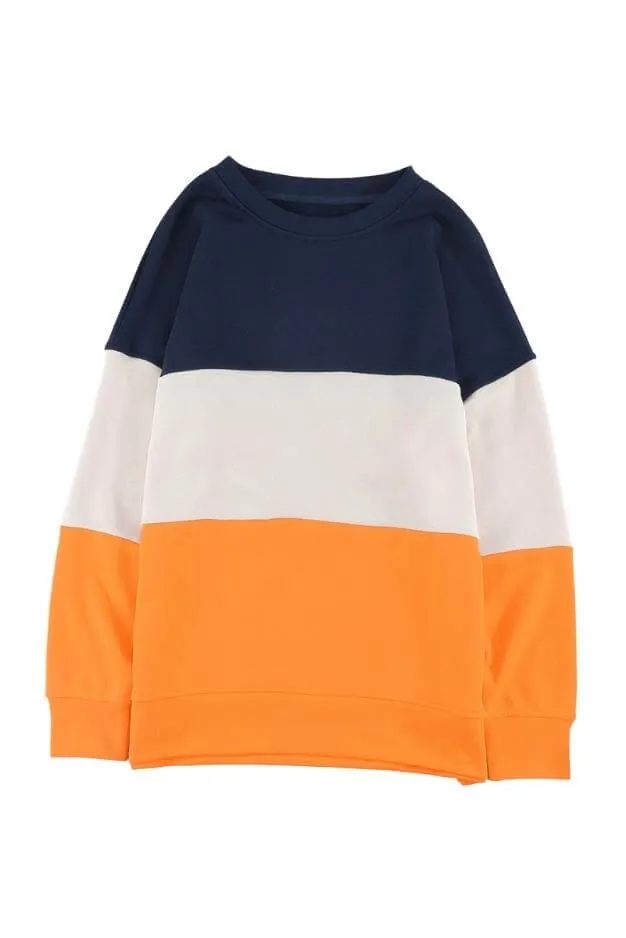 Navy - Oatmeal - Orange Color Block Tunic