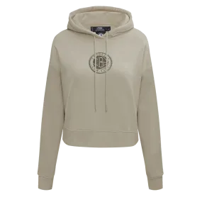 NBA BROOKLYN NETS NEUTRAL WOMEN'S CROPPED PO HOODIE (TAUPE)