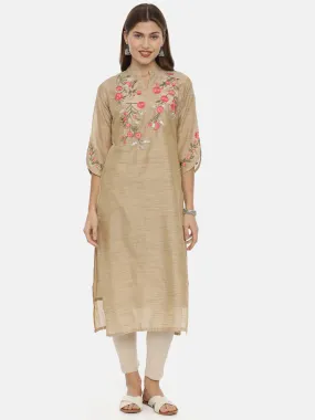 Neeru's Beige Color Chanderi Fabric Tunic