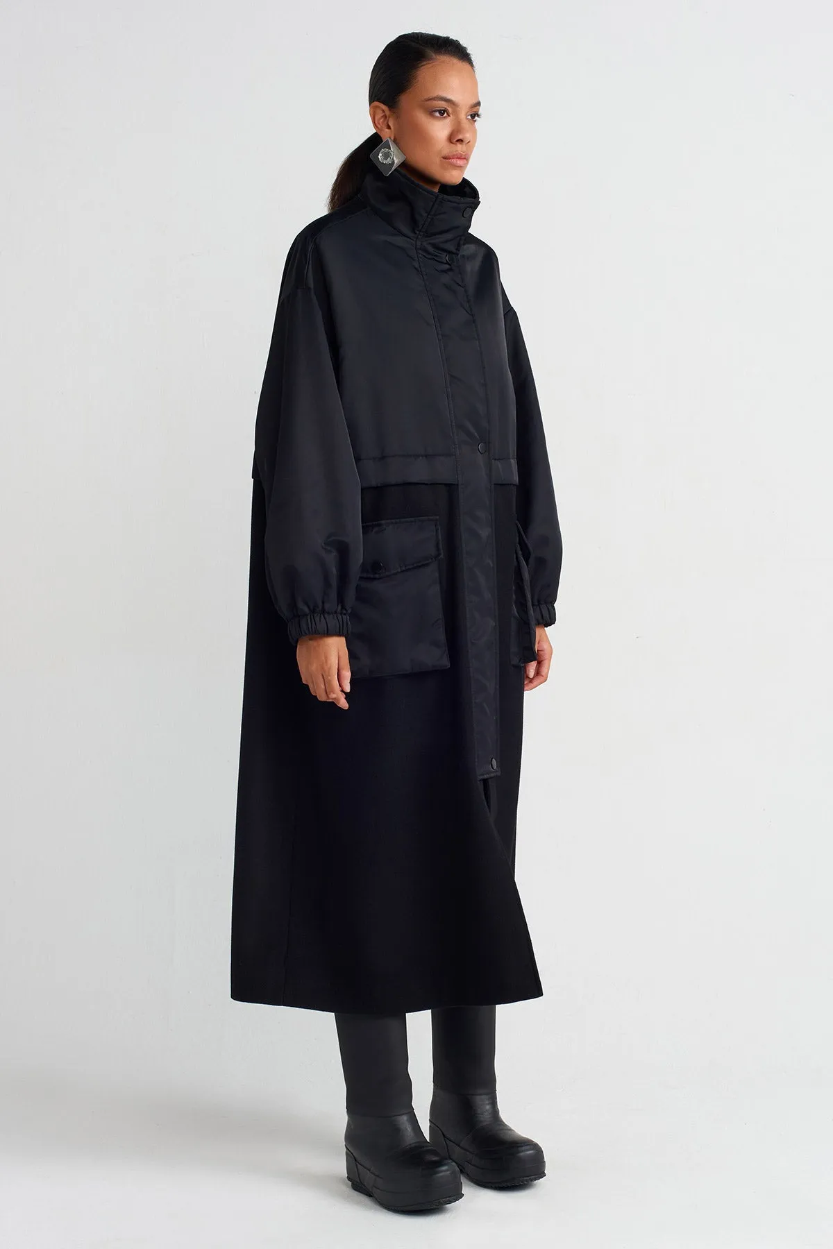 Nu Long Sporty Coat Black Black