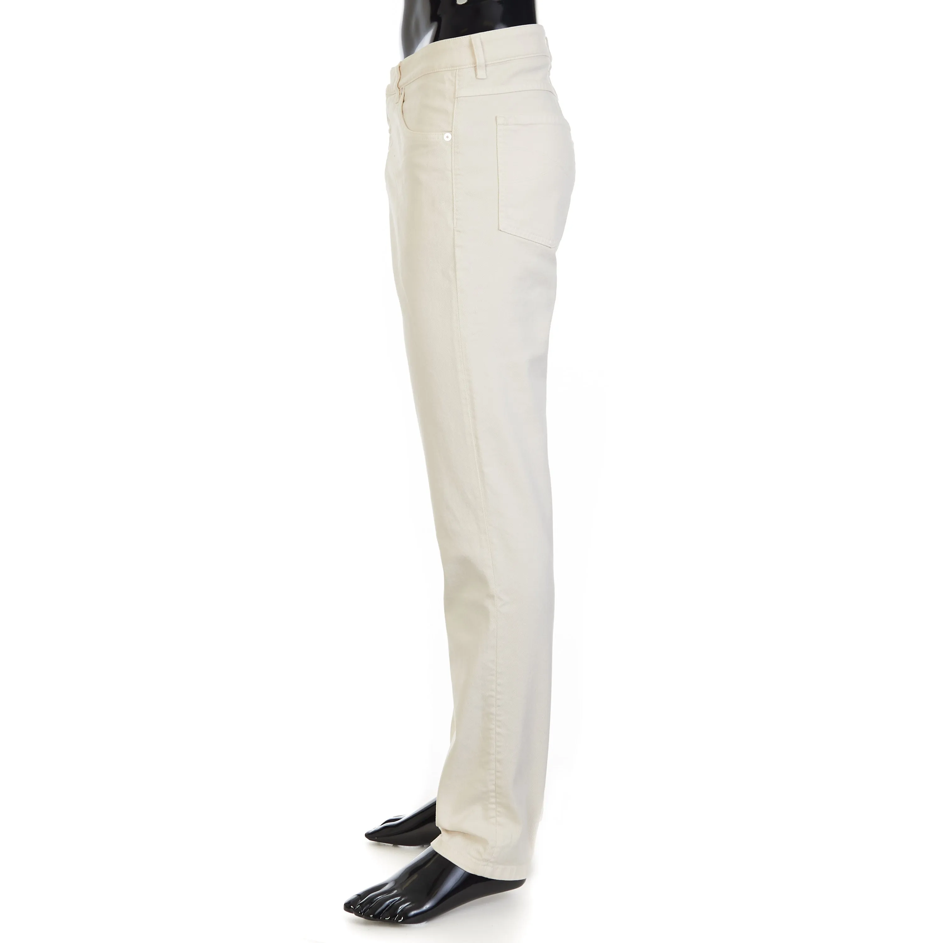 Off White Stretch Denim Trousers - Slim Fit, Five-Pocket