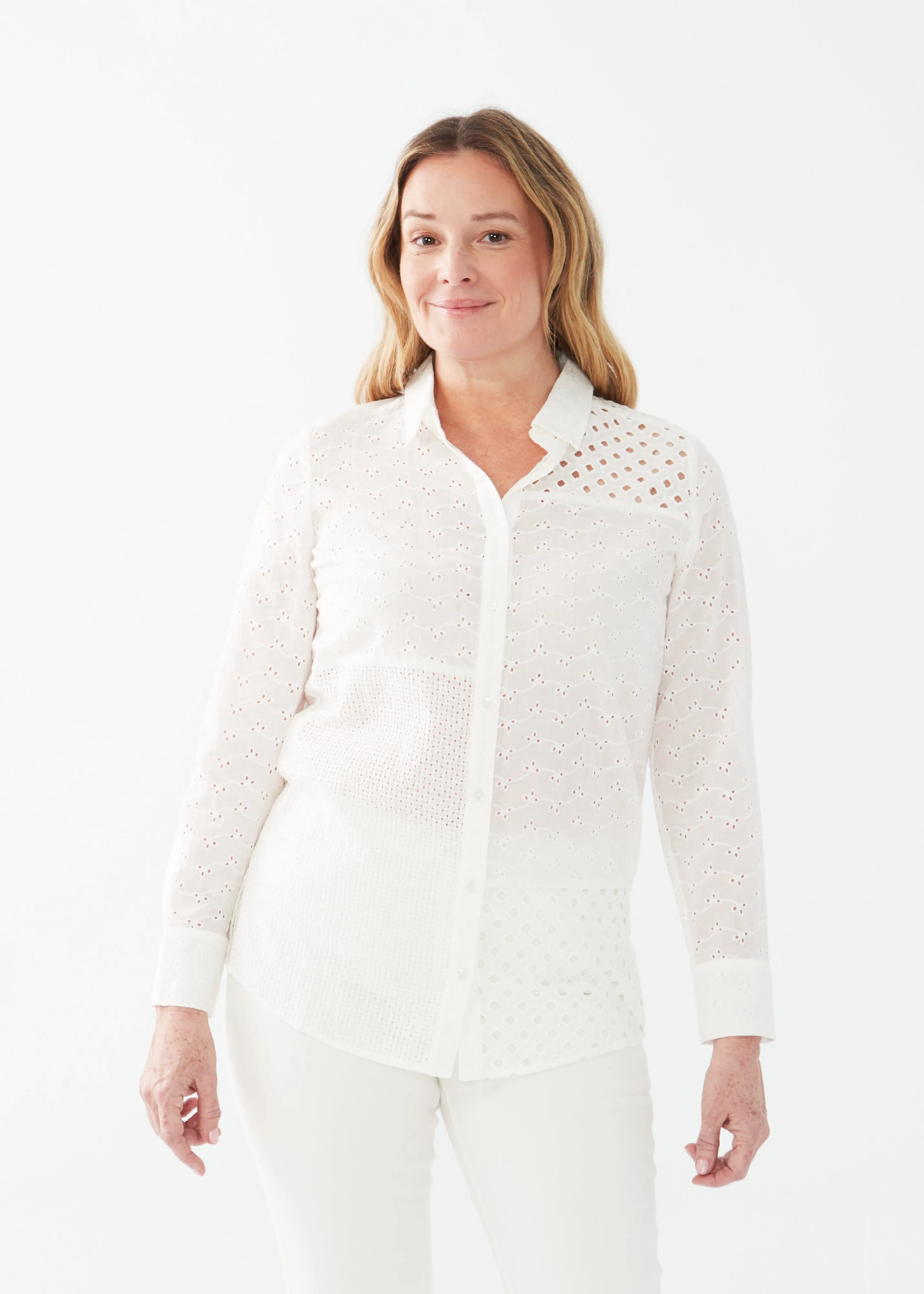 Patchwork Eyelet Tunic Shirt