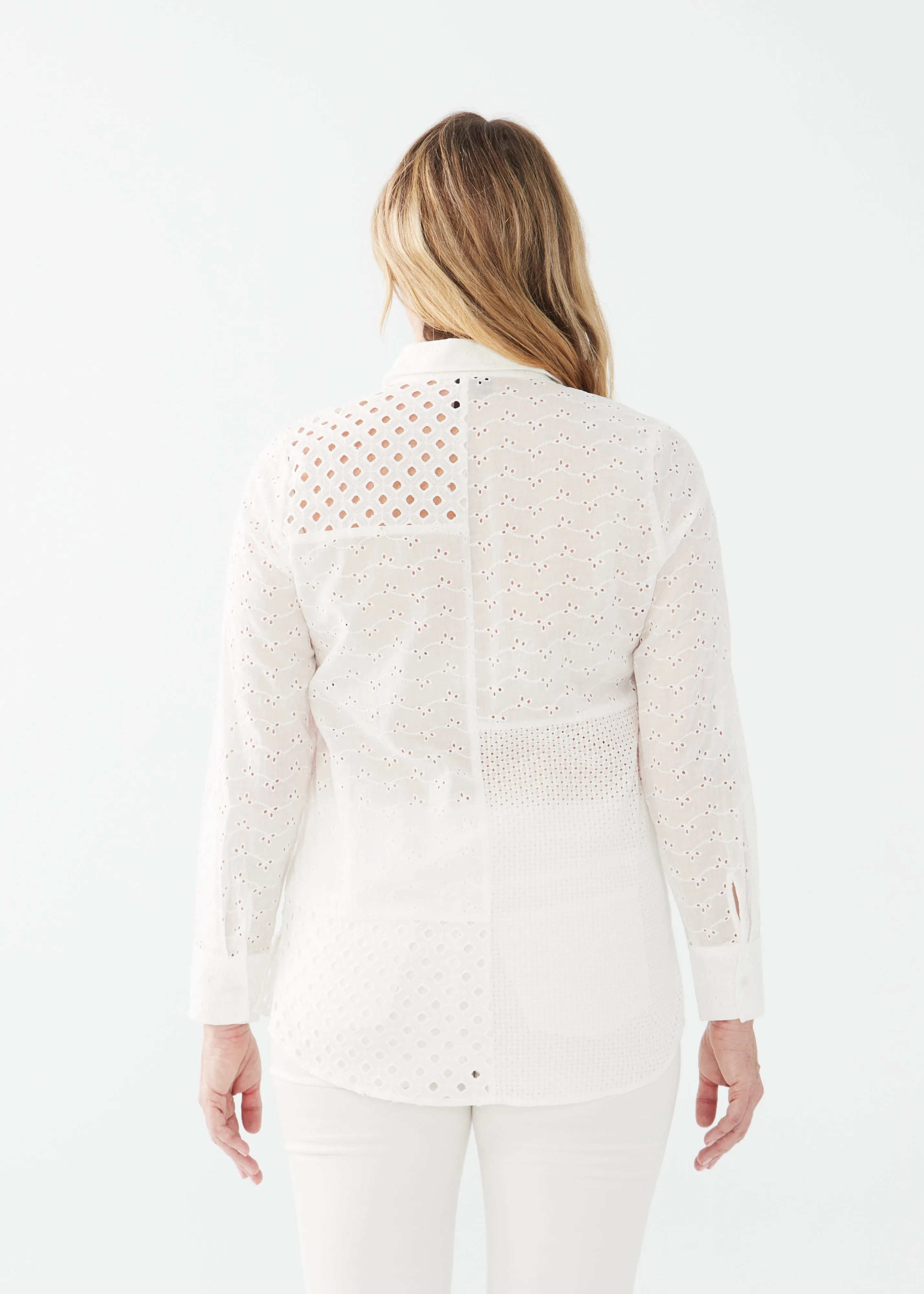 Patchwork Eyelet Tunic Shirt