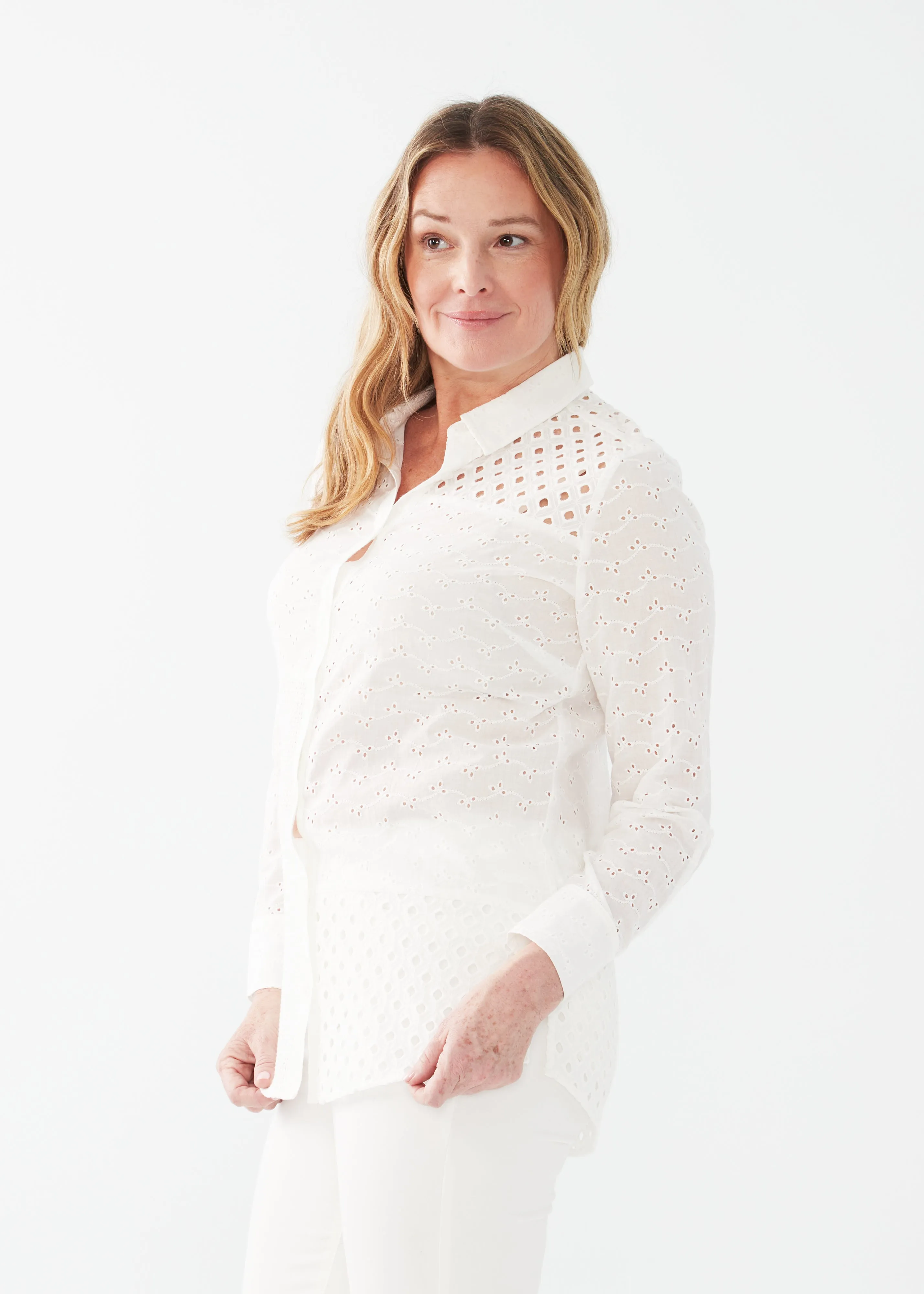 Patchwork Eyelet Tunic Shirt