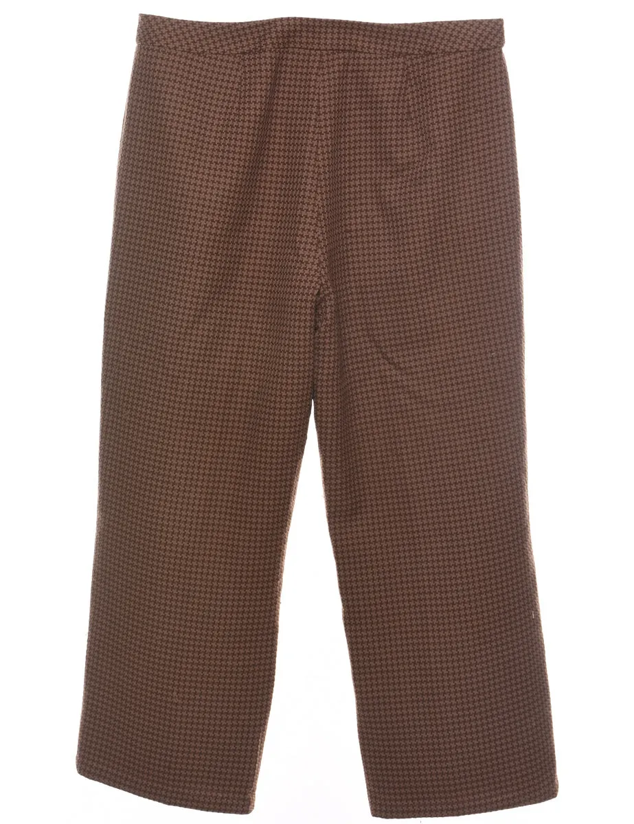 Patterned Brown Classic Trousers - W35 L26