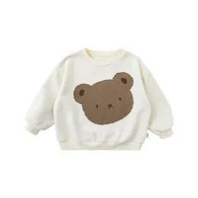 Petite Bear: White Pullover Sweatshirt