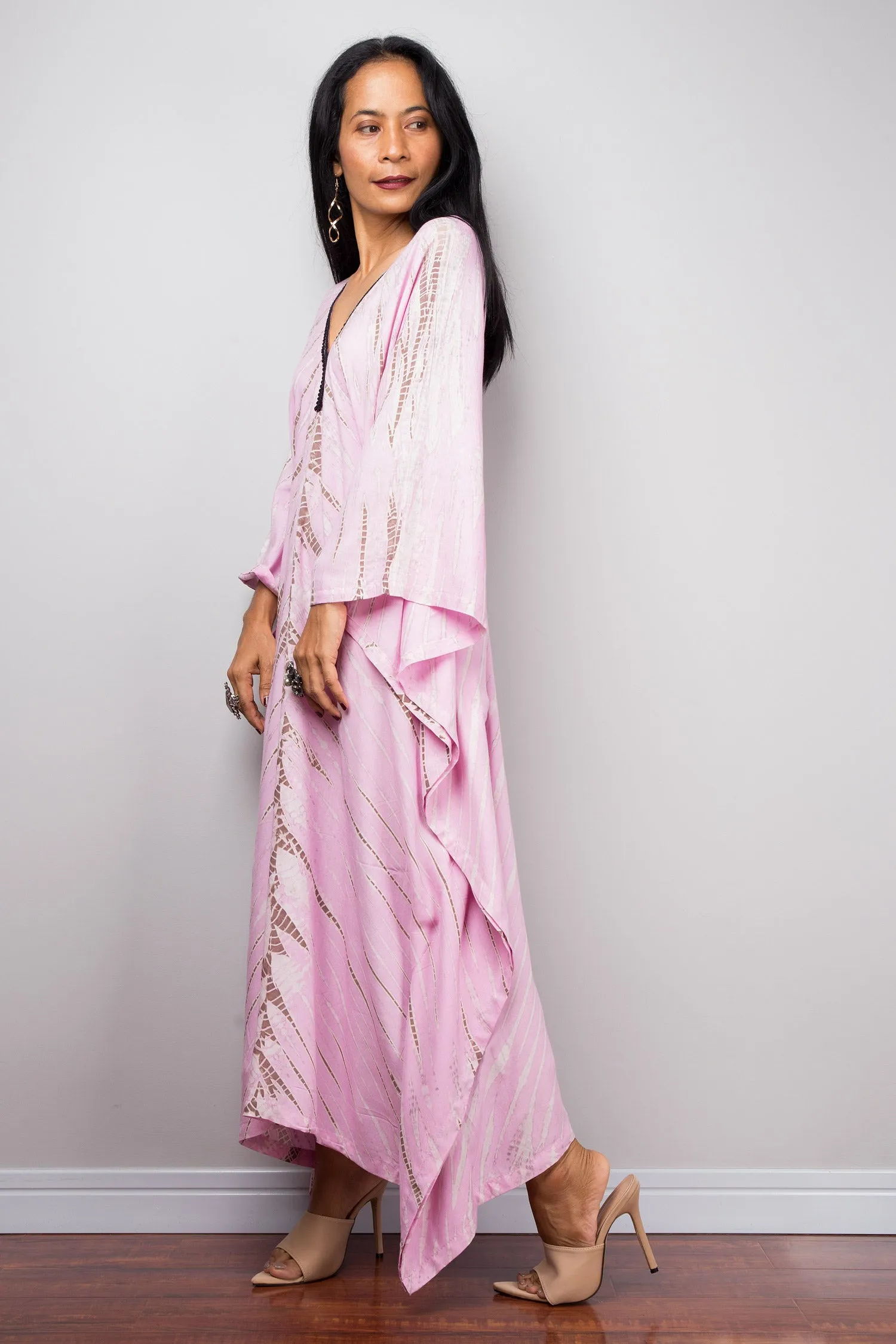 Pink Cotton kaftan, Tie dye dress, resort beachwear caftan, Summer kaftan