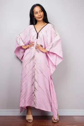 Pink Cotton kaftan, Tie dye dress, resort beachwear caftan, Summer kaftan