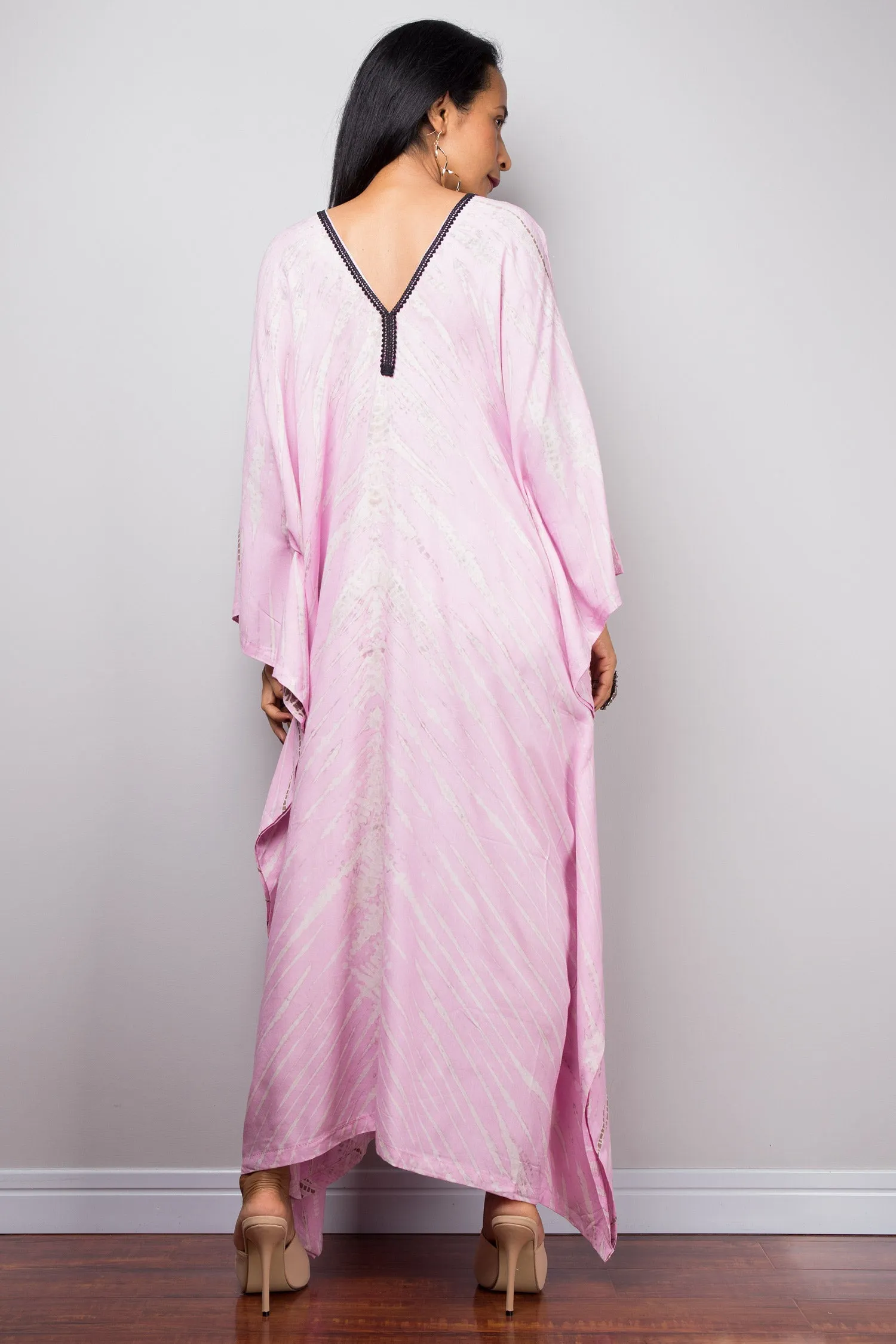 Pink Cotton kaftan, Tie dye dress, resort beachwear caftan, Summer kaftan