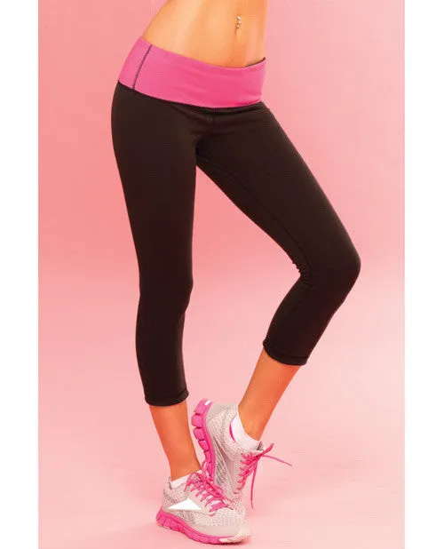 Pink Lipstick Sweat Yoga Pant Thick Reversble For Support & Compression W-secret Pocket Black Lg