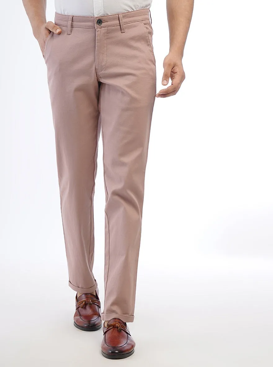 Pink Solid Neo Fit Casual Trouser | Greenfibre