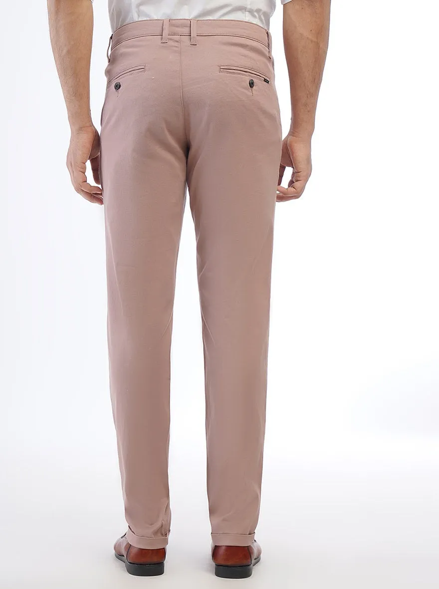 Pink Solid Neo Fit Casual Trouser | Greenfibre