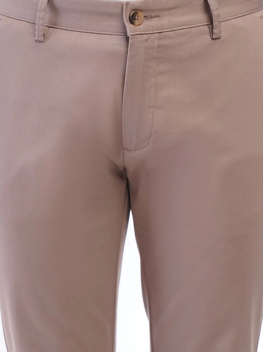 Pink Solid Slim Fit Casual Trouser | Greenfibre