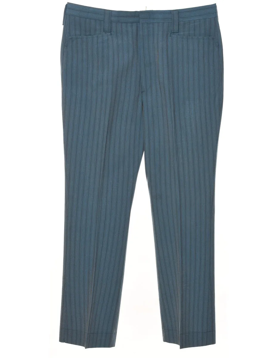 Pinstriped Blue Trousers - W34 L29