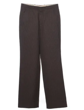 Pinstriped Brown Trousers - W29 L32