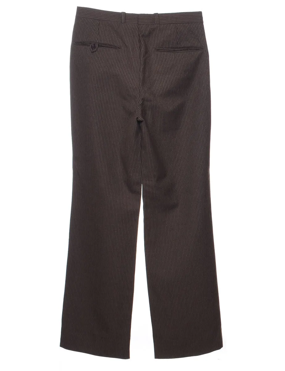 Pinstriped Brown Trousers - W29 L32