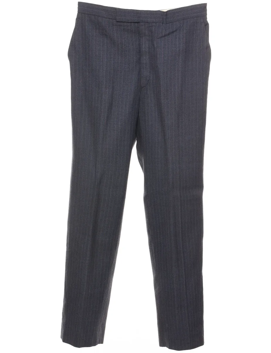 Pinstriped Navy Classic Trousers - W30 L31