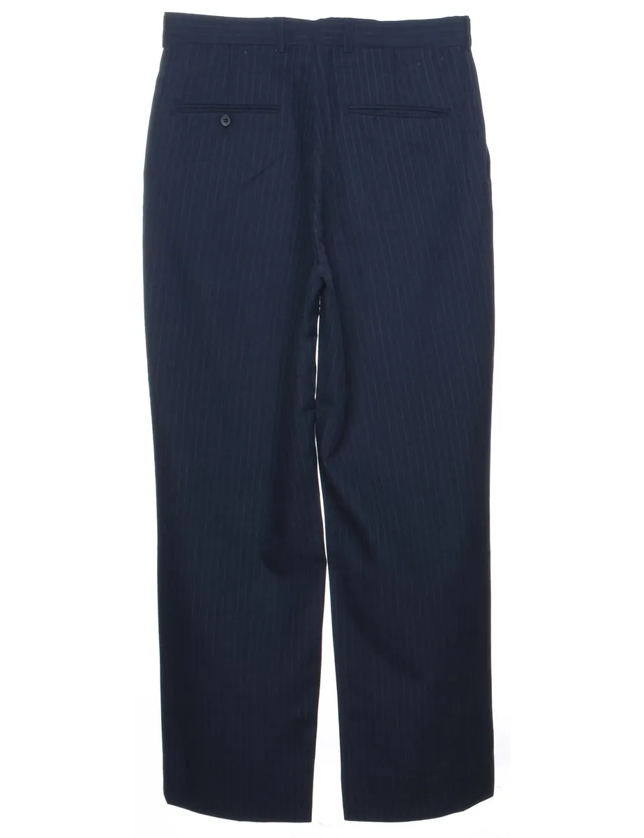 Pinstriped Navy Trousers - W31 L31