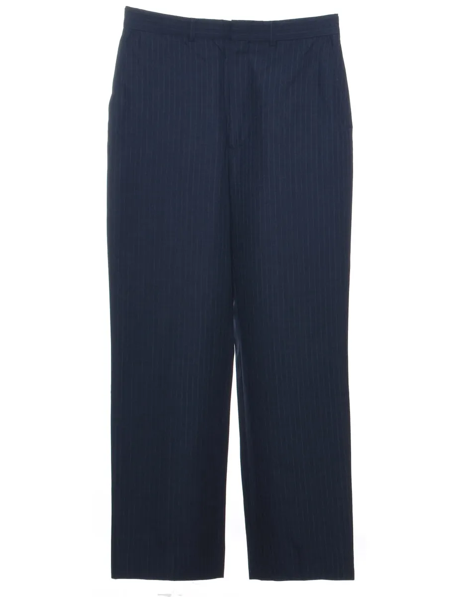 Pinstriped Navy Trousers - W31 L31