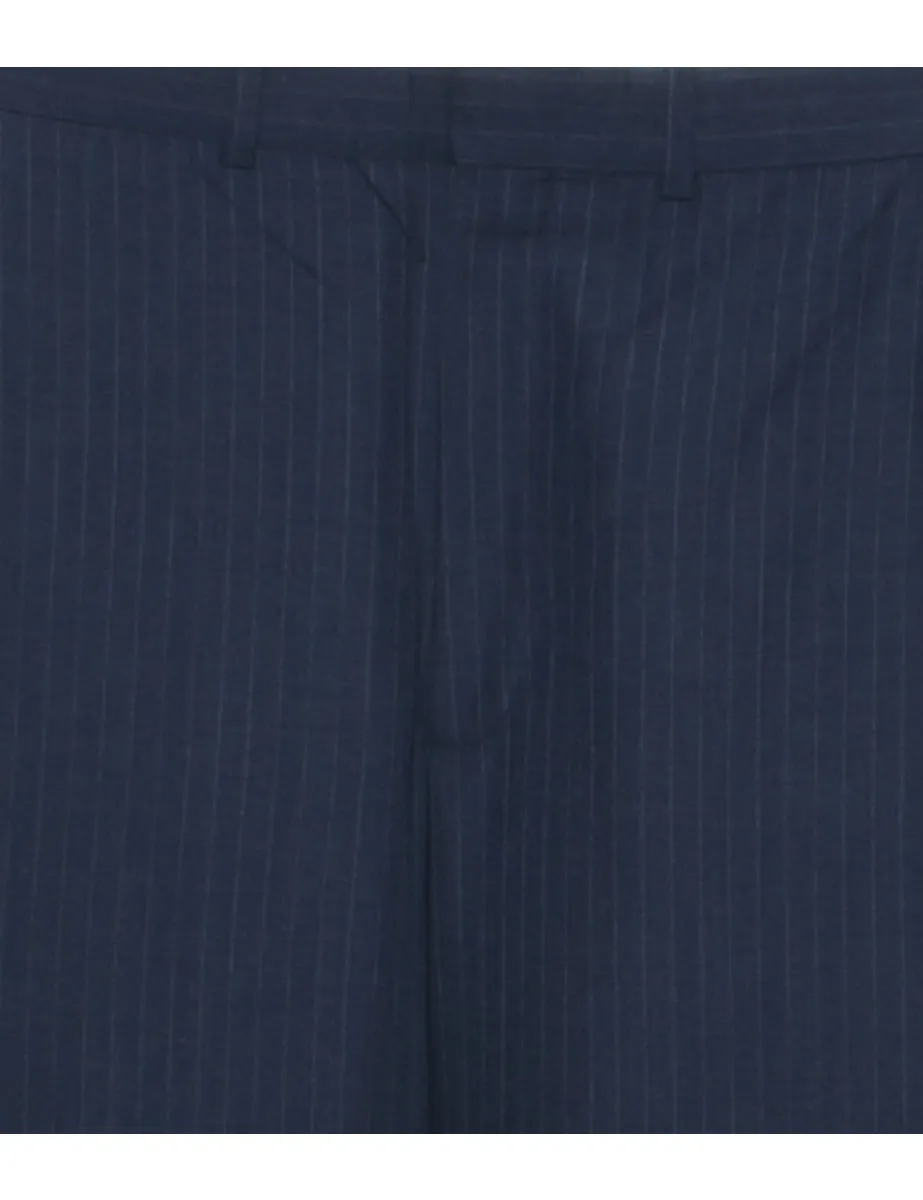 Pinstriped Navy Trousers - W31 L31