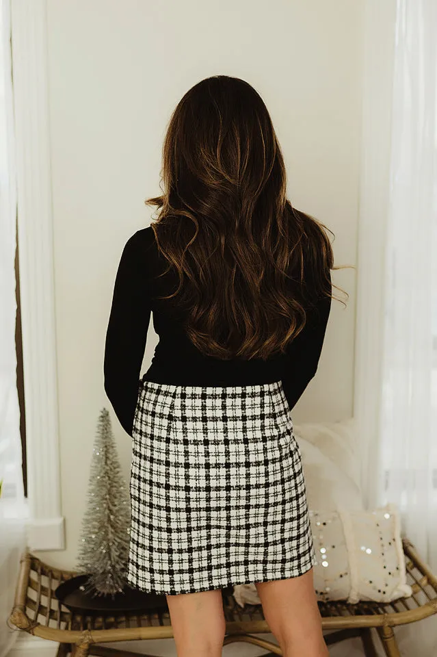 Plaid Tweed Mini Skirt