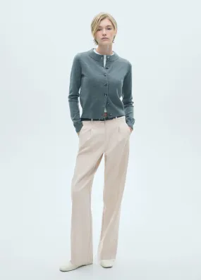 Pleated straight trousers - Light Beige