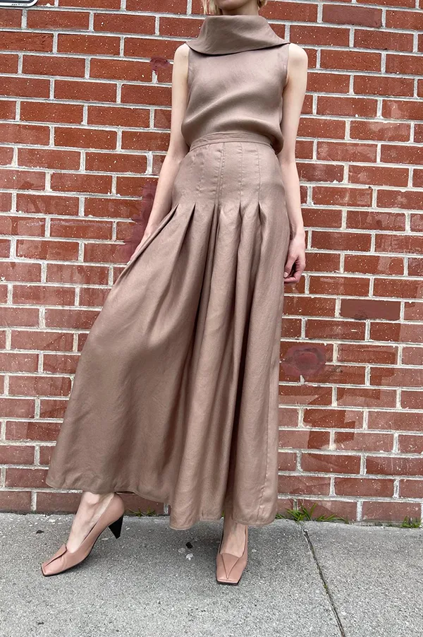 Pleated Wide Leg Pants in Nomad