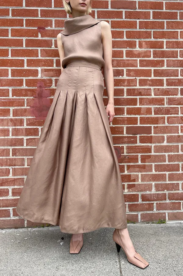 Pleated Wide Leg Pants in Nomad