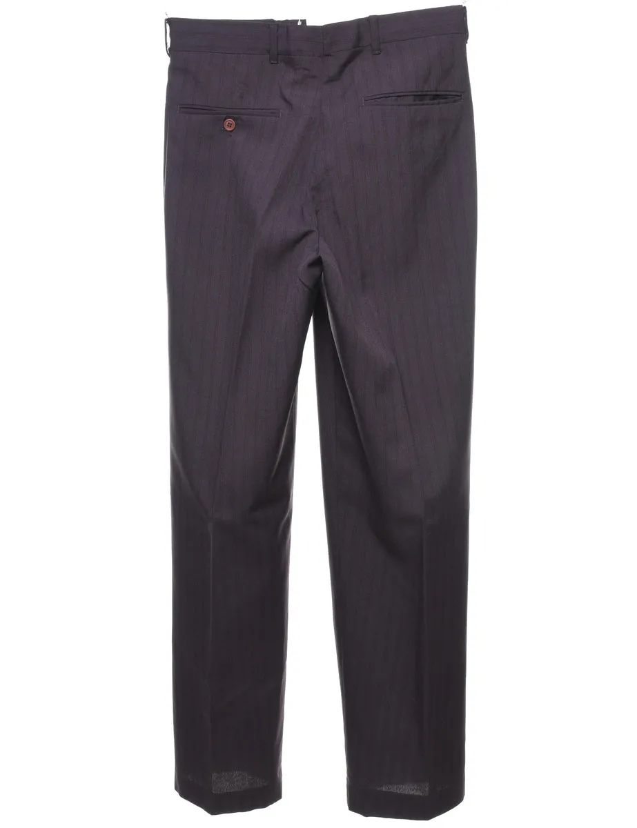 Plum Striped Straight-Fit Trousers - W30 L32