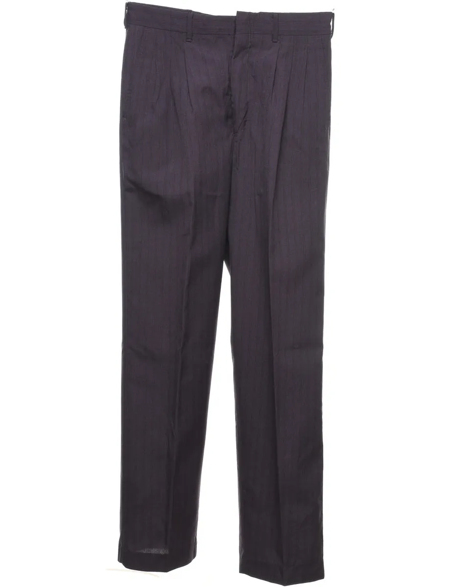 Plum Striped Straight-Fit Trousers - W30 L32