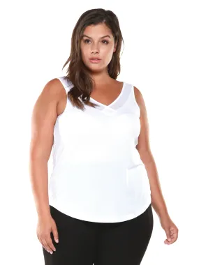 Plus Size White Sleeveless V-Neck Top