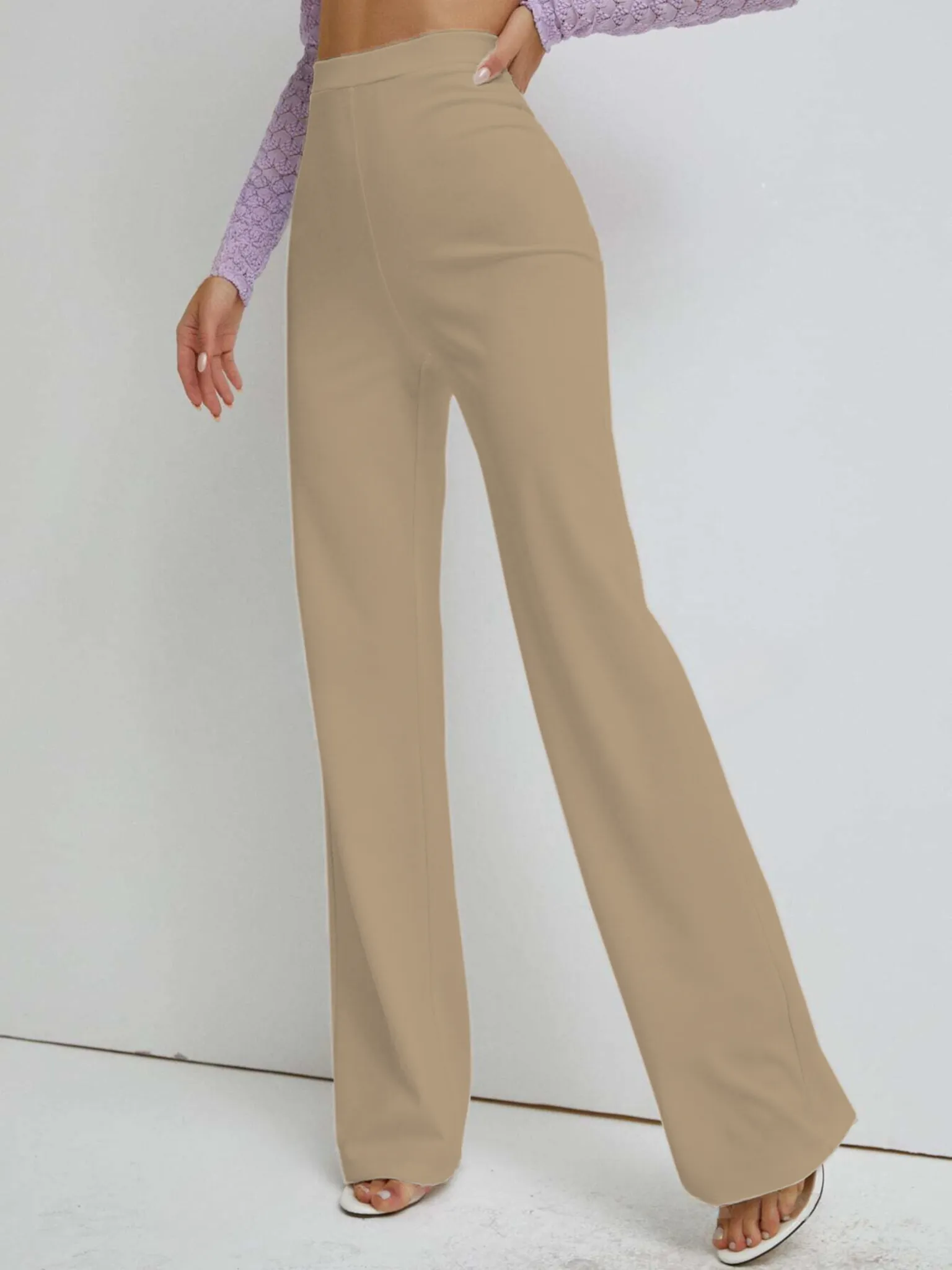 Premium Stretch High Waist Straight Leg Trousers