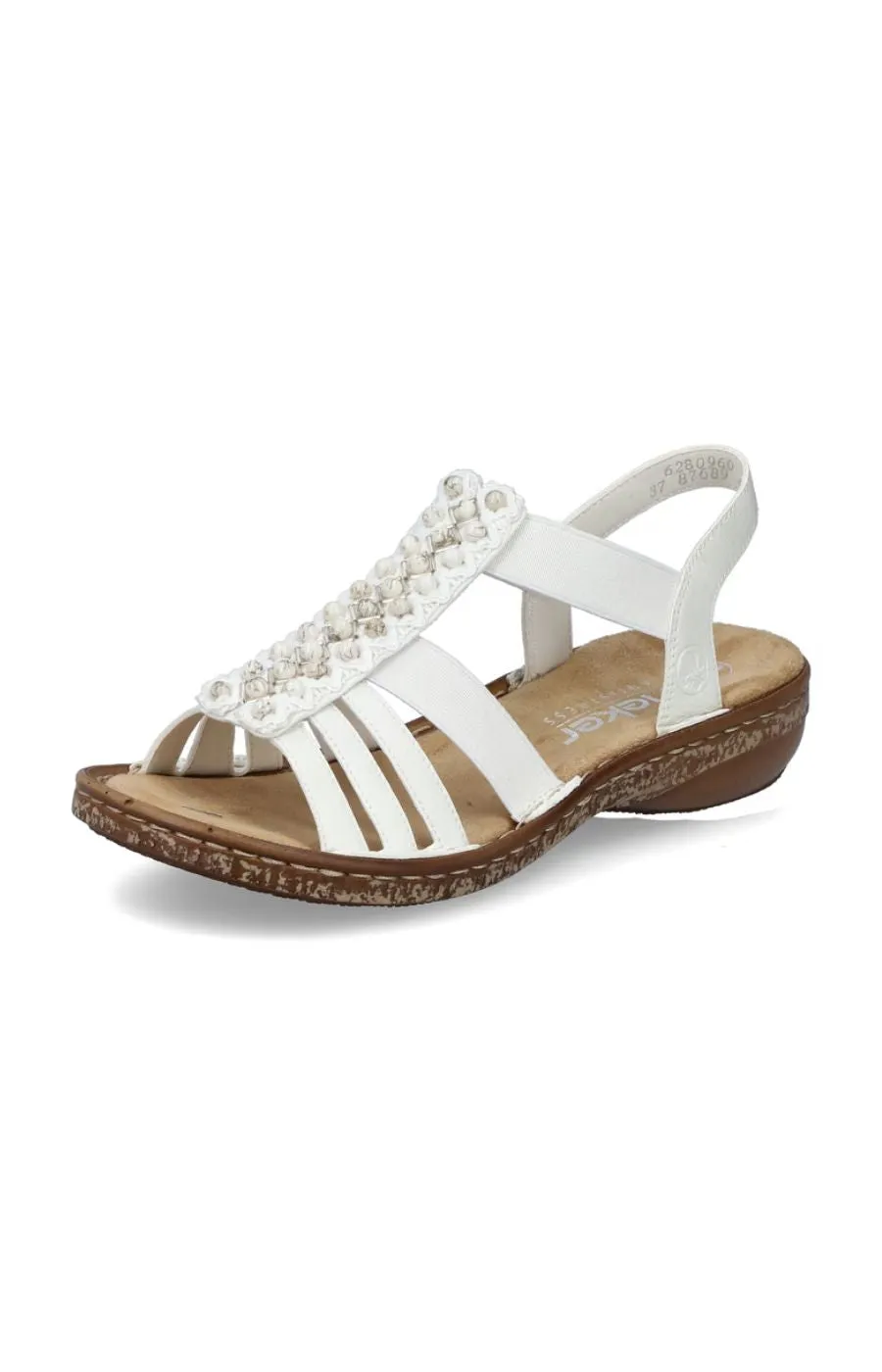 Rieker Strappy Beaded Sandal in White