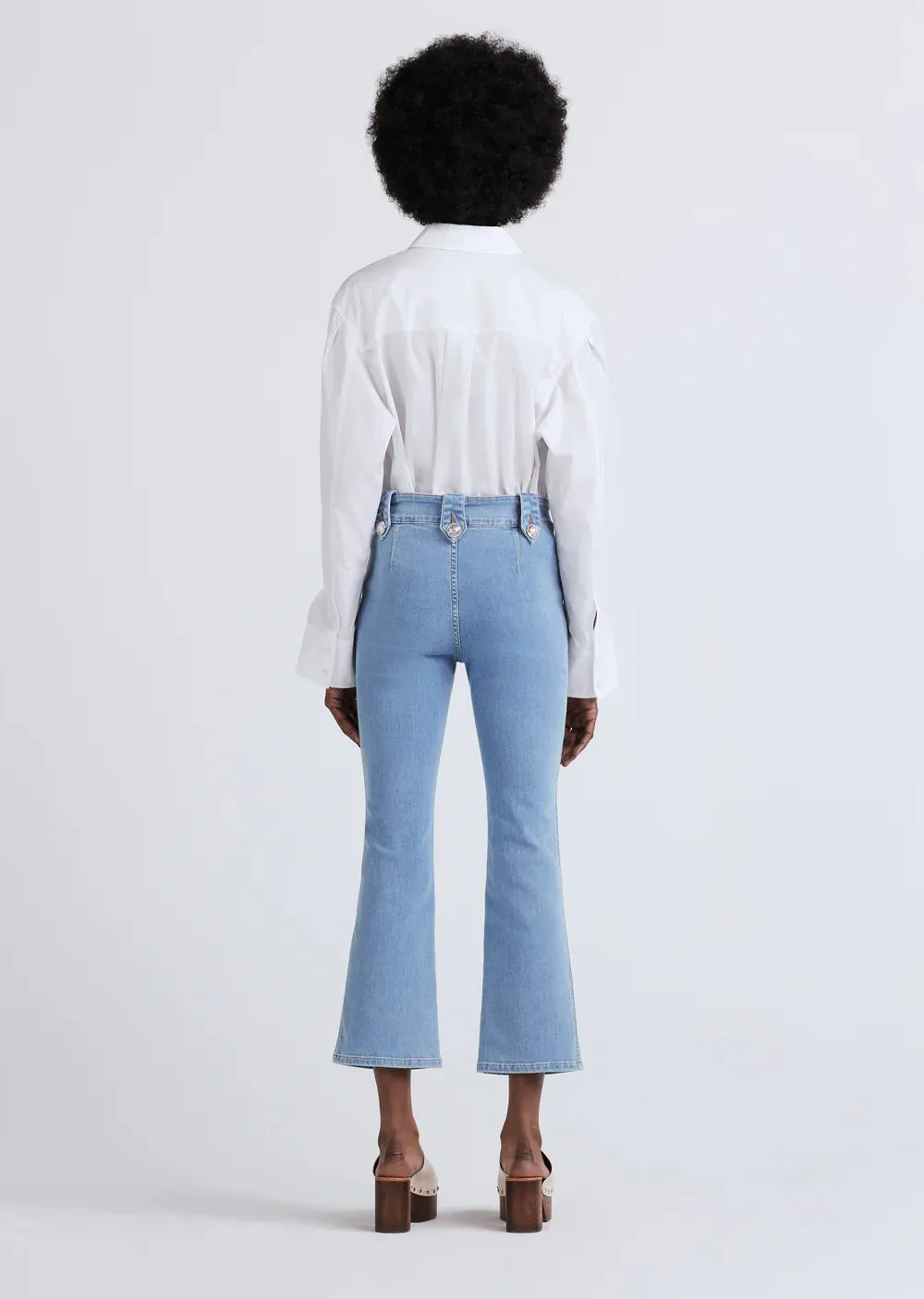 Robertson Crop Flare Trousers - Dover Light Denim