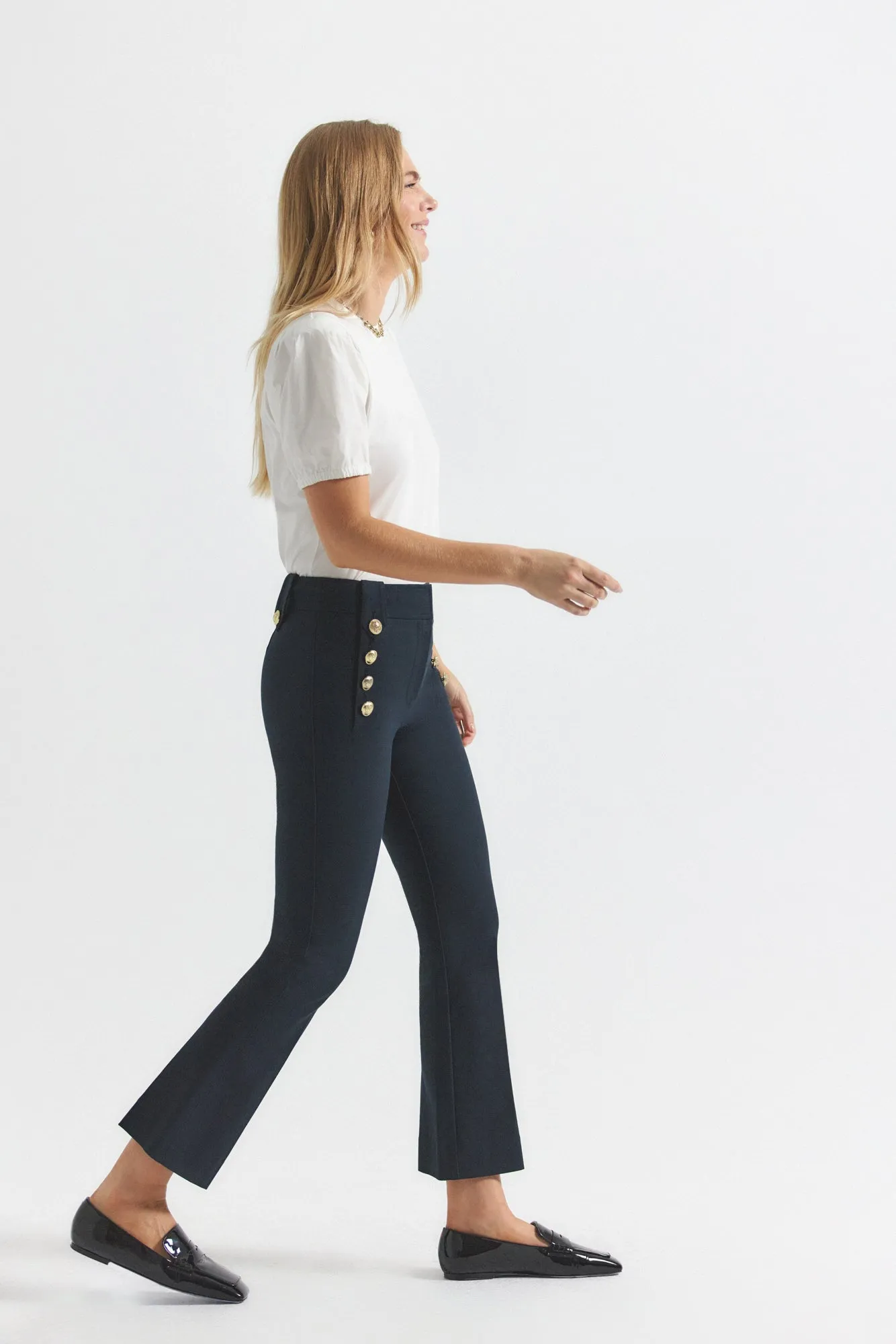 Robertson Crop Flare Trousers - Midnight