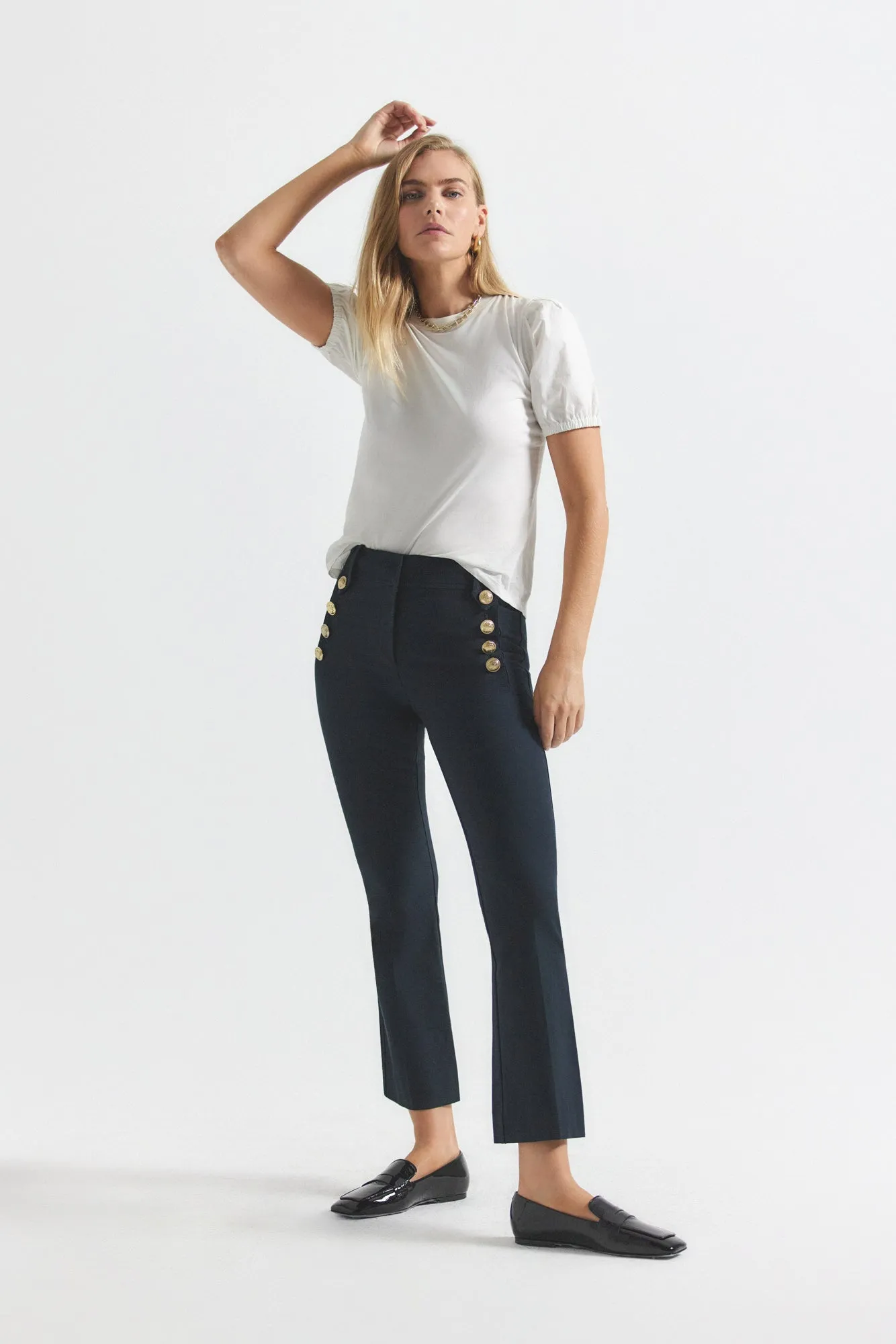 Robertson Crop Flare Trousers - Midnight