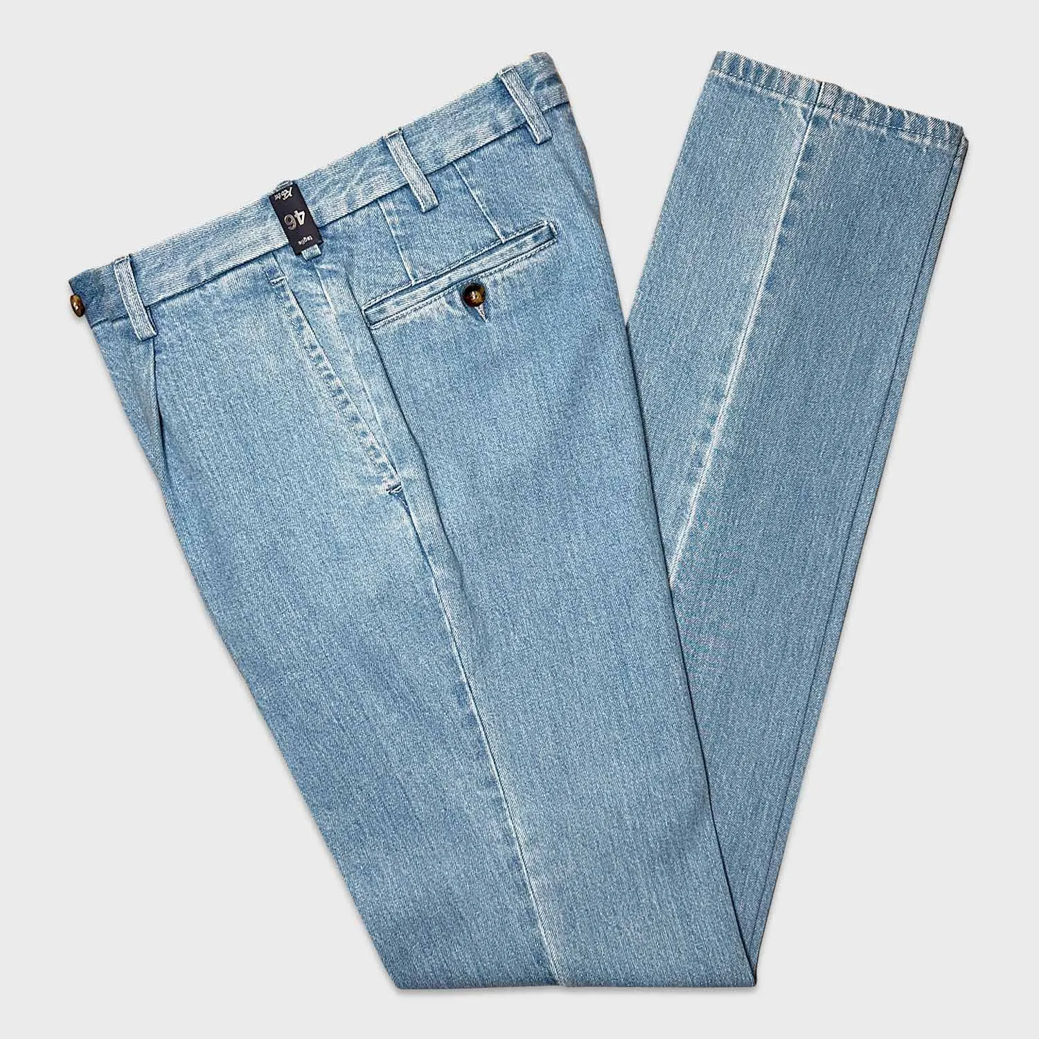 Rota Light Blue Kurabo Denim Tailoring Jeans Single Pleats