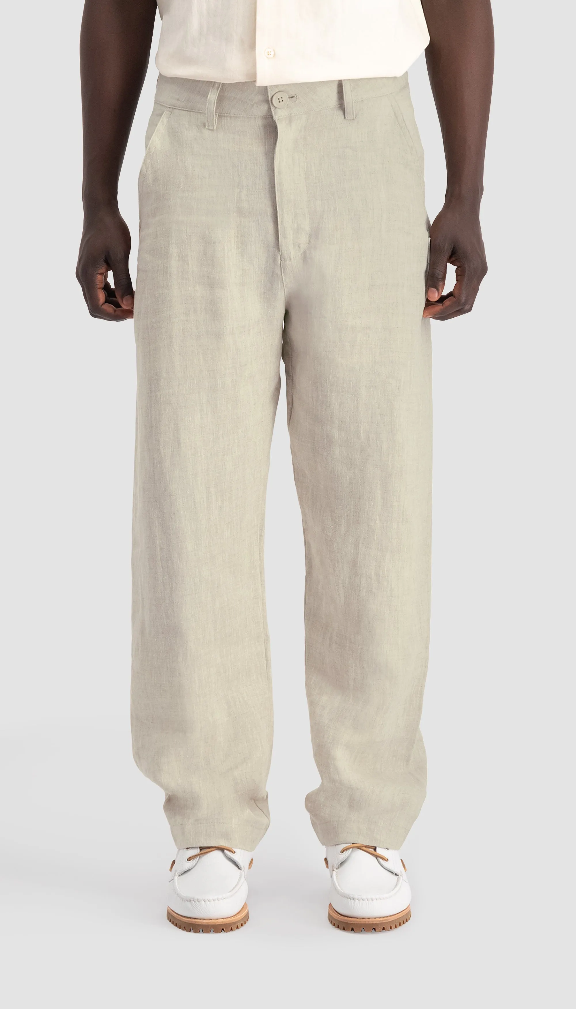 Seamless Linen Trousers Bone White