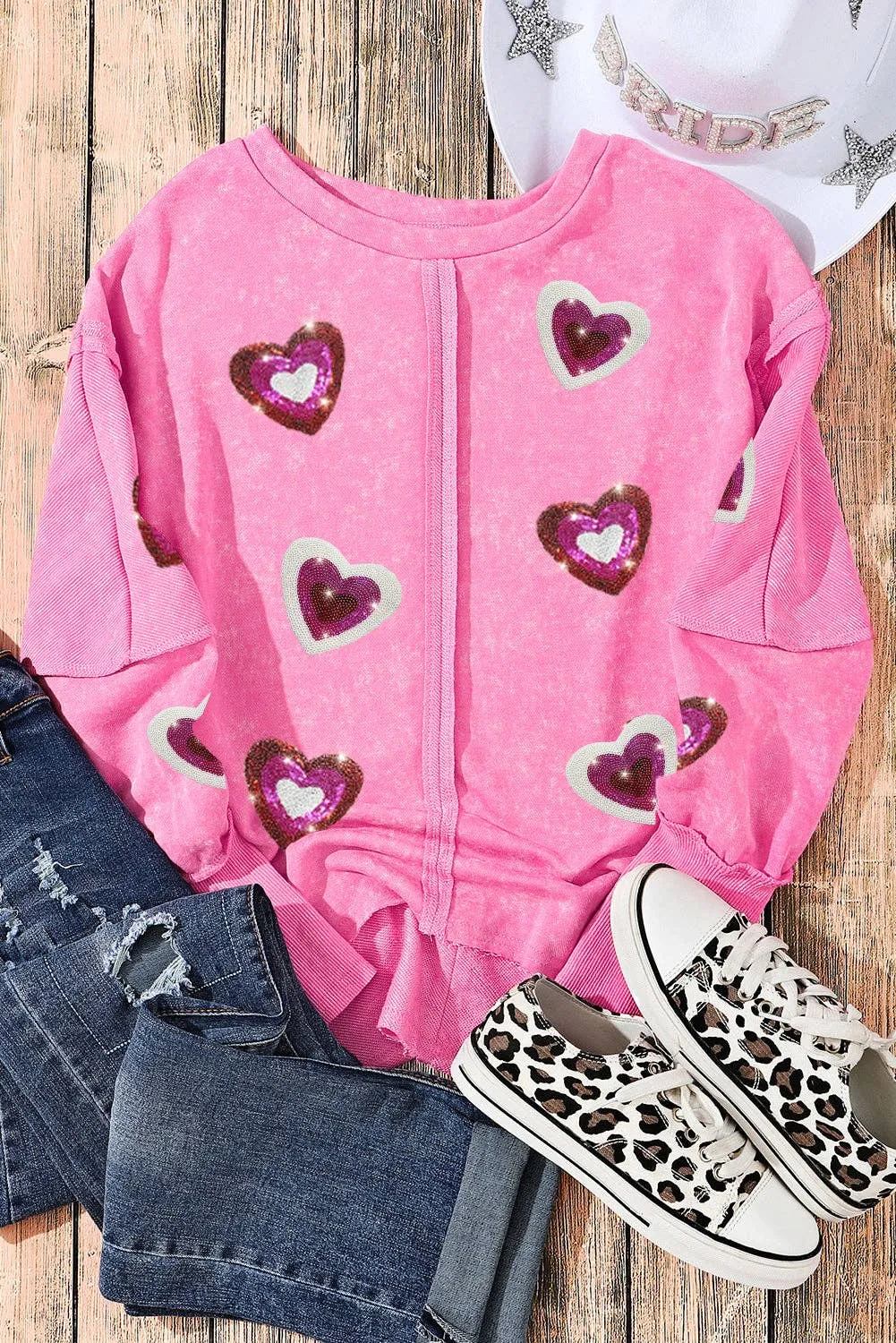 Sequin Heart Shaped Pullover