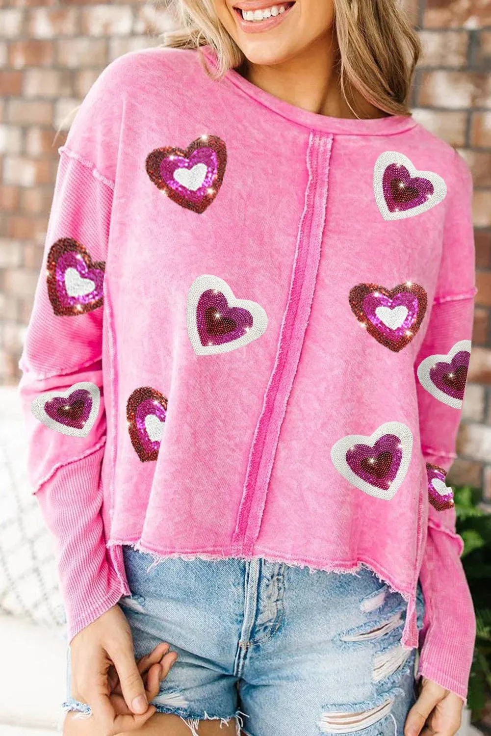 Sequin Heart Shaped Pullover