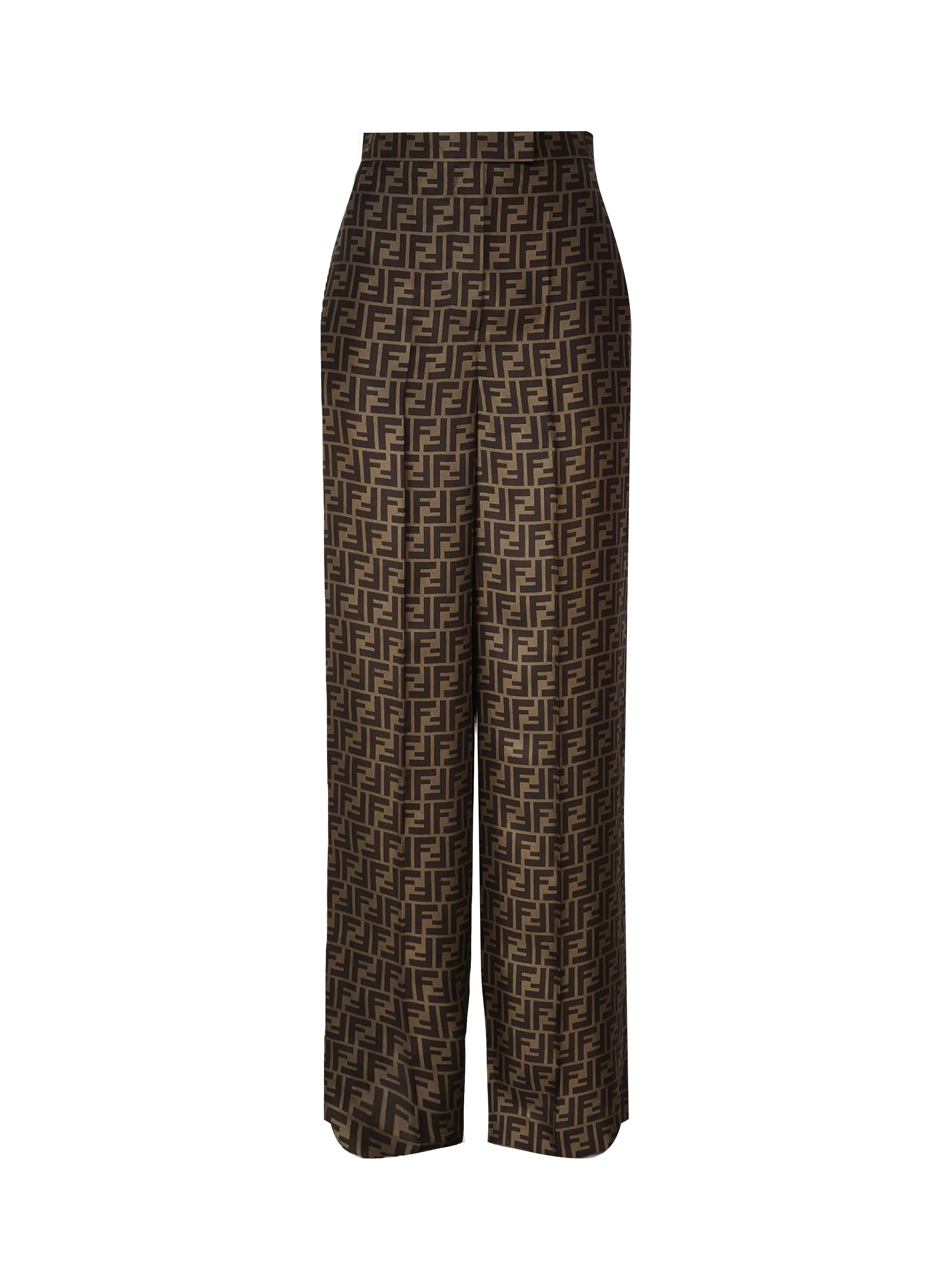 Silk High-Waist Trousers with Pockets