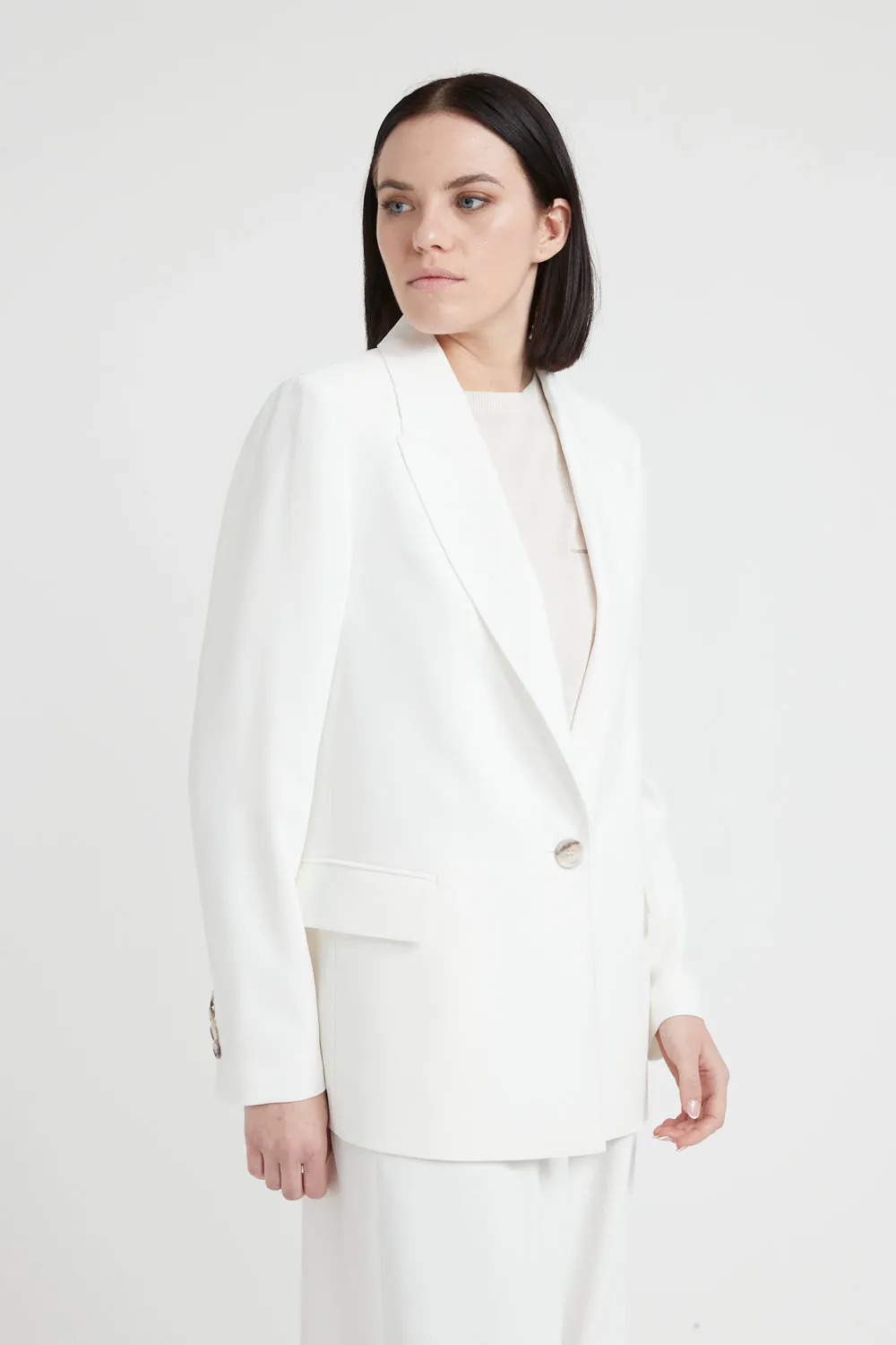 Single-breasted blazer in flowing cady crepe