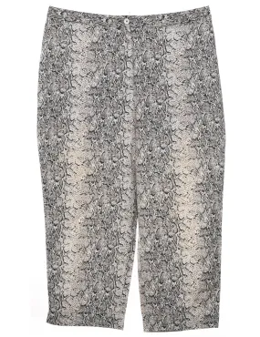 Snakeskin Pattern Black & Grey Cropped Trousers - W33 L22