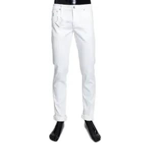 Snow White Stretch Denim Trousers - Slim Fit, Five-Pocket