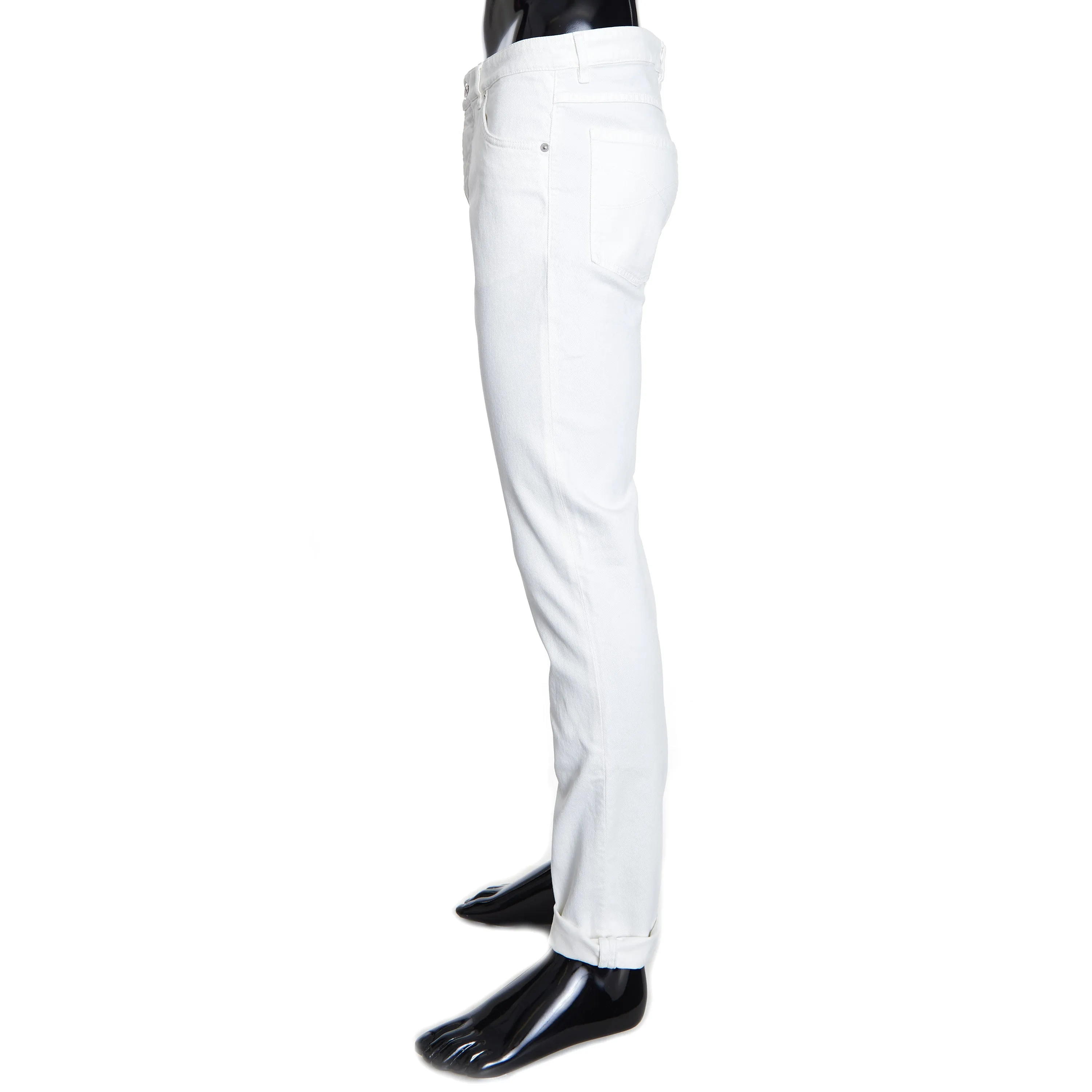 Snow White Stretch Denim Trousers - Slim Fit, Five-Pocket