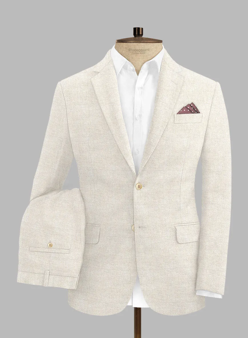 Solbiati Herringbone Fawn Linen Suit