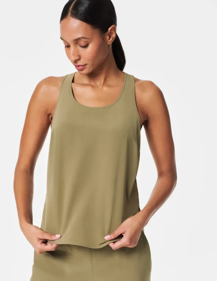 Spanx Casual Friday Curved Hem Tank Olive