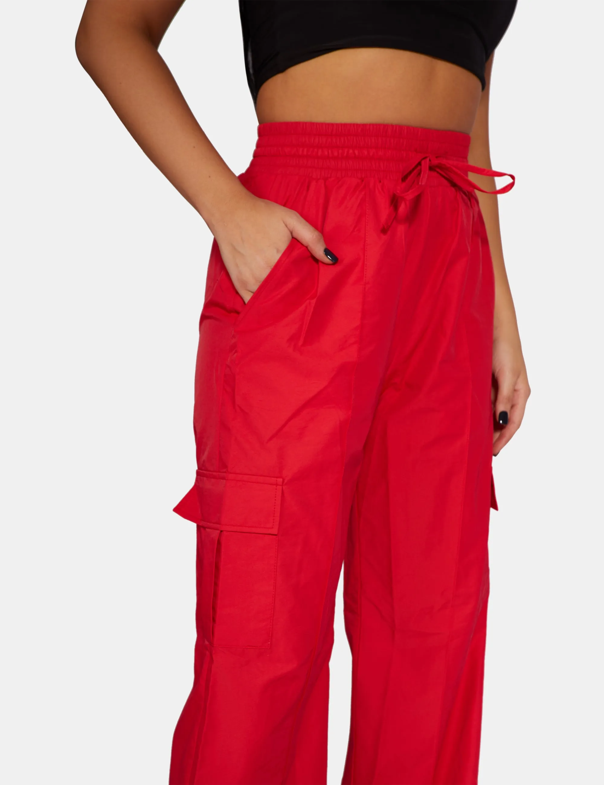 Split Hem Cargo Trousers Red