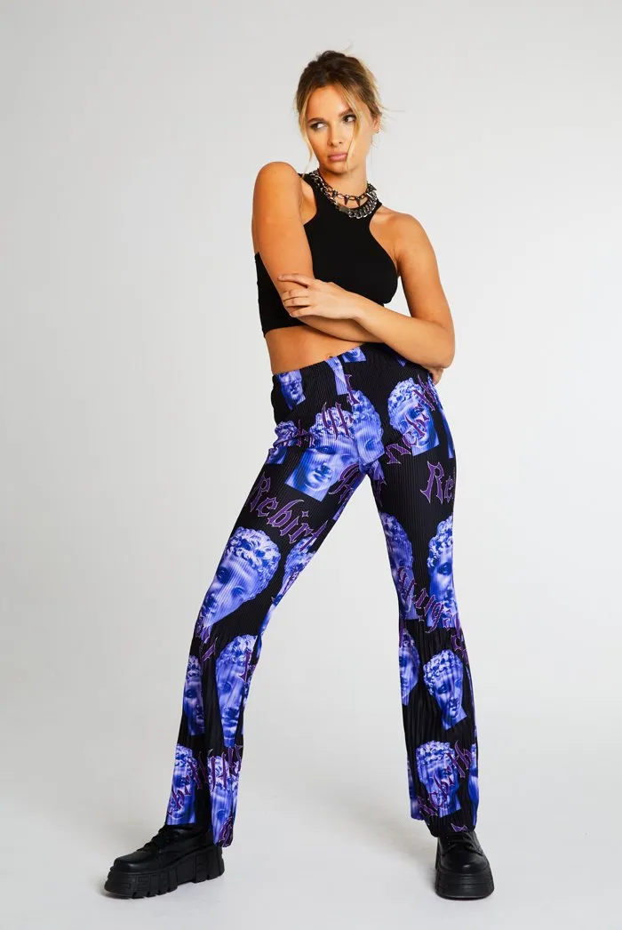 Statue Print Shirred Trousers